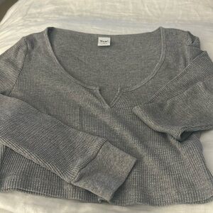 TNA cropped waffle shirt